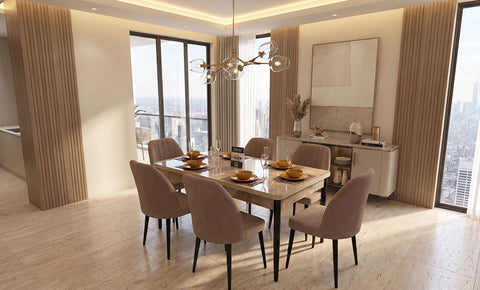 MASA  6-seater Dining Set ( Beige & Black )