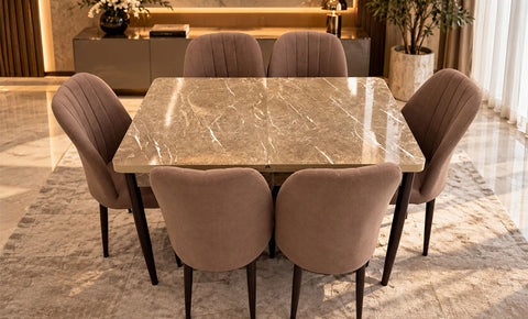 MASA  6-seater Dining Set ( Beige & Brown )