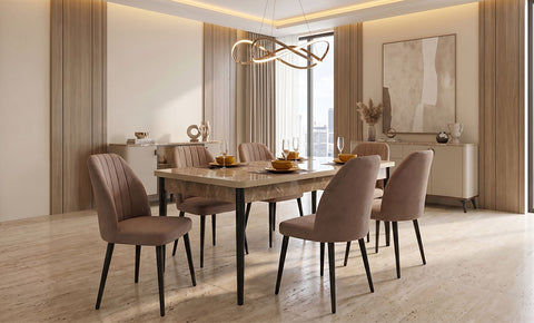 MASA  6-seater Dining Set ( Beige & Black )