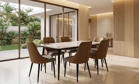 Ceramic Dining set 6 seater ( Camel color )