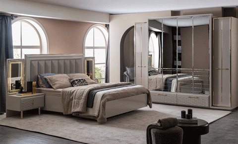 Logan  7 PC Full Bedroom Set - 180x200 cm with wardrobe