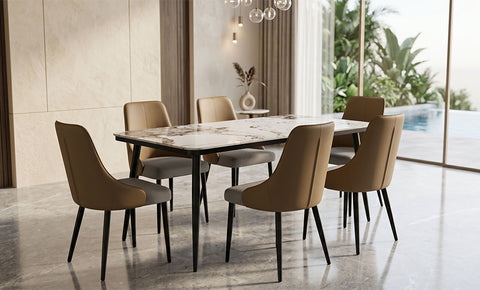 Ceramic Dining set 6 seater ( Camel color )