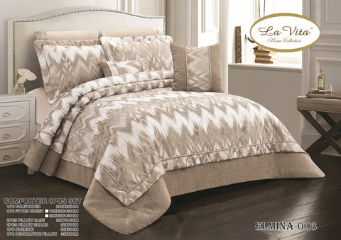 Elmina Jacquard Comforter 8PCs Set  - 003 - MK Kabbani Furniture