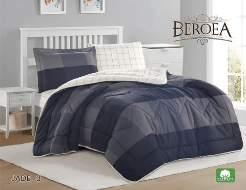 JADE Cotton Printed Comforter 4Pcs single Set 2 Face - 3