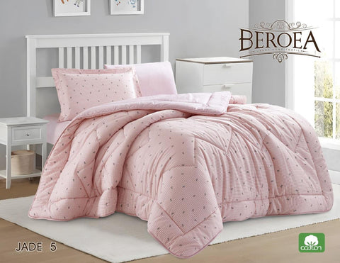 JADE Cotton Printed Comforter 4Pcs single Set 2 Face - 5