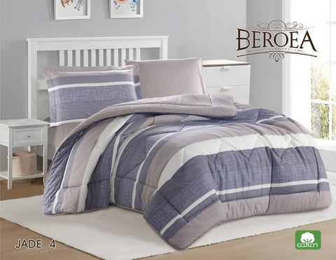 JADE Cotton Printed Comforter 4Pcs single Set 2 Face - 4