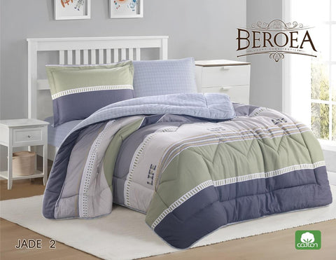 JADE Cotton Printed Comforter 4Pcs single Set 2 Face - 2