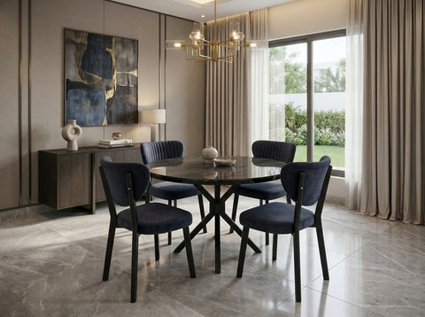 Alma Dining Set 4-seater - Black color