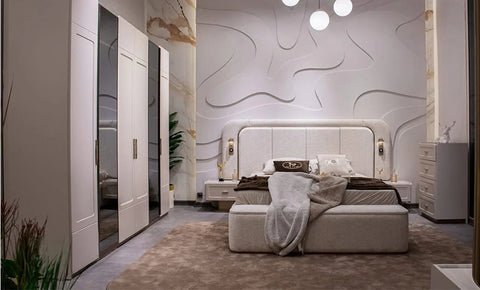 مونزا طقم غرفة نوم كاملة 8 قطع 180*200 مع خزانة 