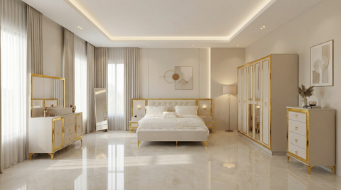 Victoria Full Bedroom with Wardrobe –  King Bed (9 Pieces)