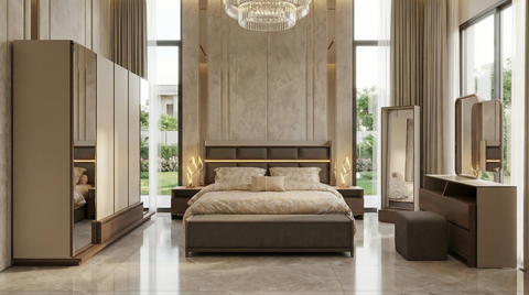 Eden Full Bedroom with Wardrobe –  King Bed (8 Pieces)