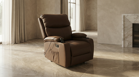 كرسي سينرو مساج وريكلاينر هزاز ودوّار بخاصية التدفئة- بني 