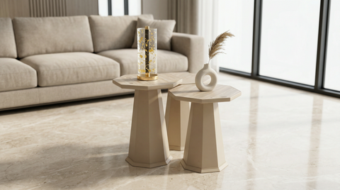 طاولة جنب دايموند 3 قطع ( بيج ) 