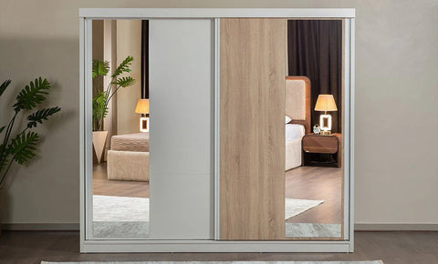 Loutis Full Bedroom Set with Wardrobe – Queen / King / Super King Size (6 Pieces)- sliding wardrobe