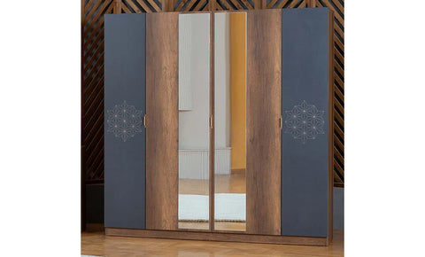 STAR Swing 6-Door Wardrobe with mirror - MK Kabbani Furniture